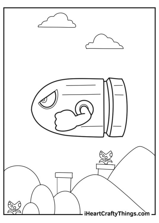 Bullet bill from mario kart coloring page