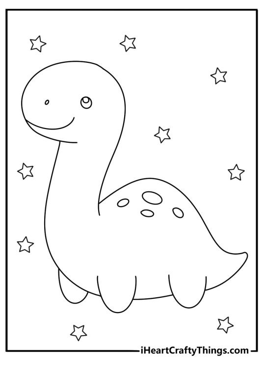 Cartoon dinosaur printable coloring sheet for toddlers