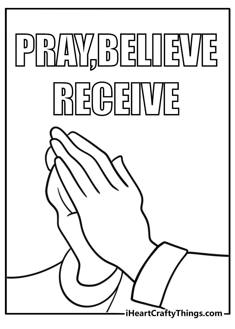 Christian Fathers Day coloring page with a Bible verse and praying hands
