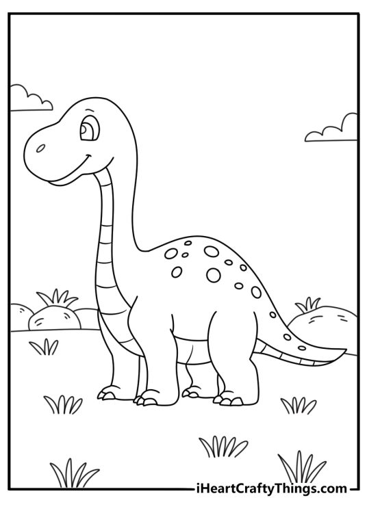 Crawling dinosaur printable coloring page for kids