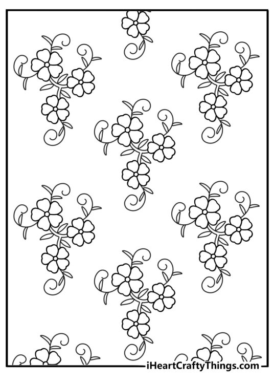 Detailed flower coloring page with patterns and swirls