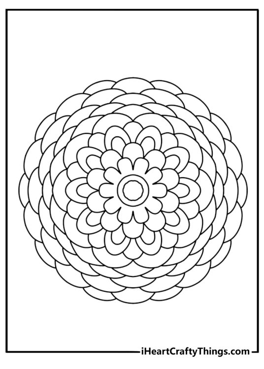 Detailed flower mandala coloring page printable