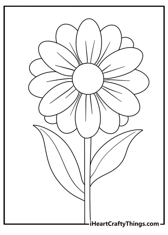 Detailed single flower printable for kids and adults