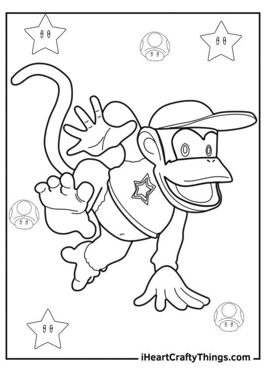 Diddy kong from mario kart to color