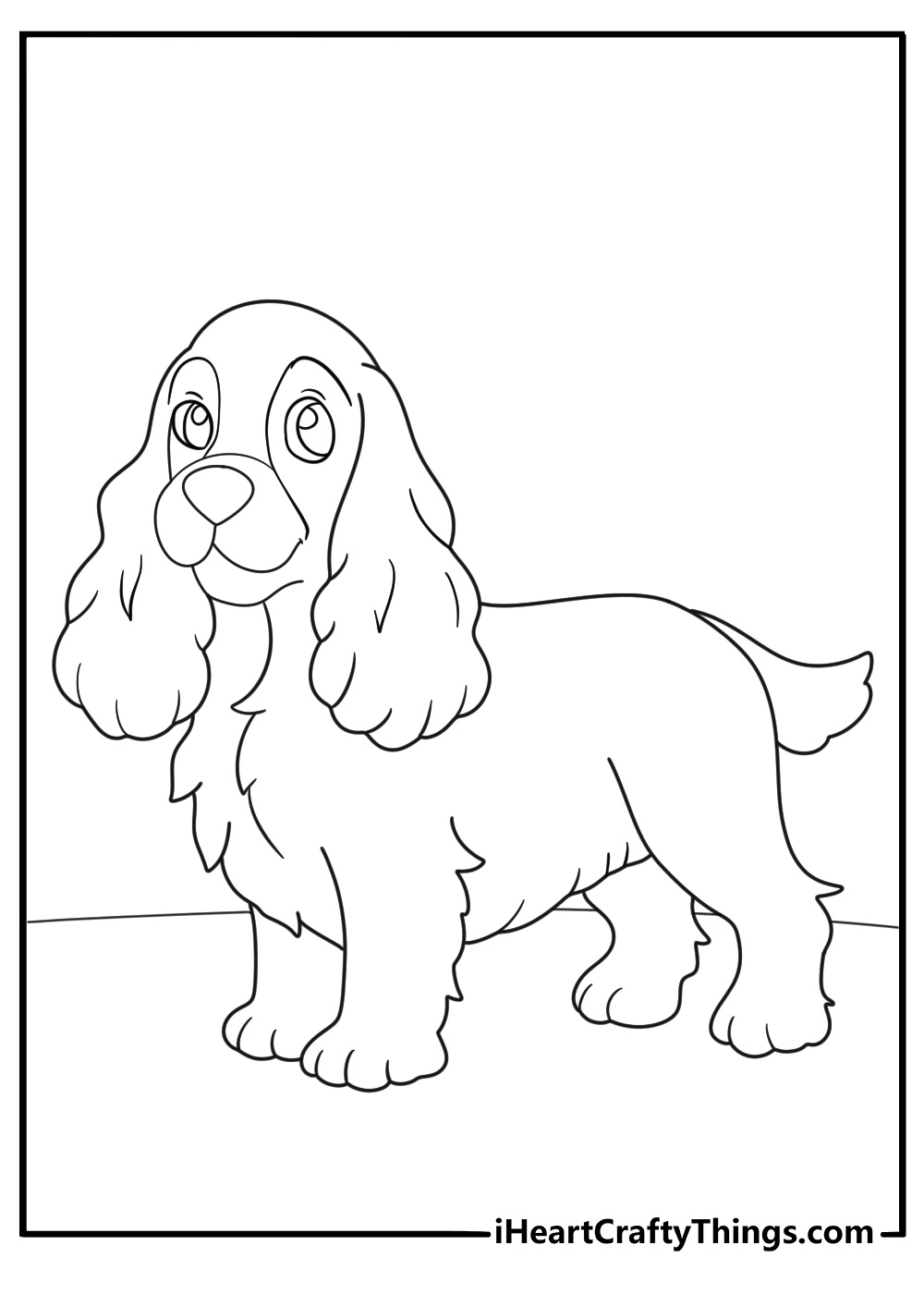 Dog themed image featuring an American cocker spaniel with long fluffy ears and a distinctive pattern on her face