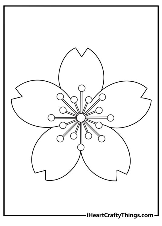Easy flower coloring page with a large blossom