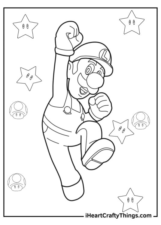 Easy outline of luigi from mario kart to color