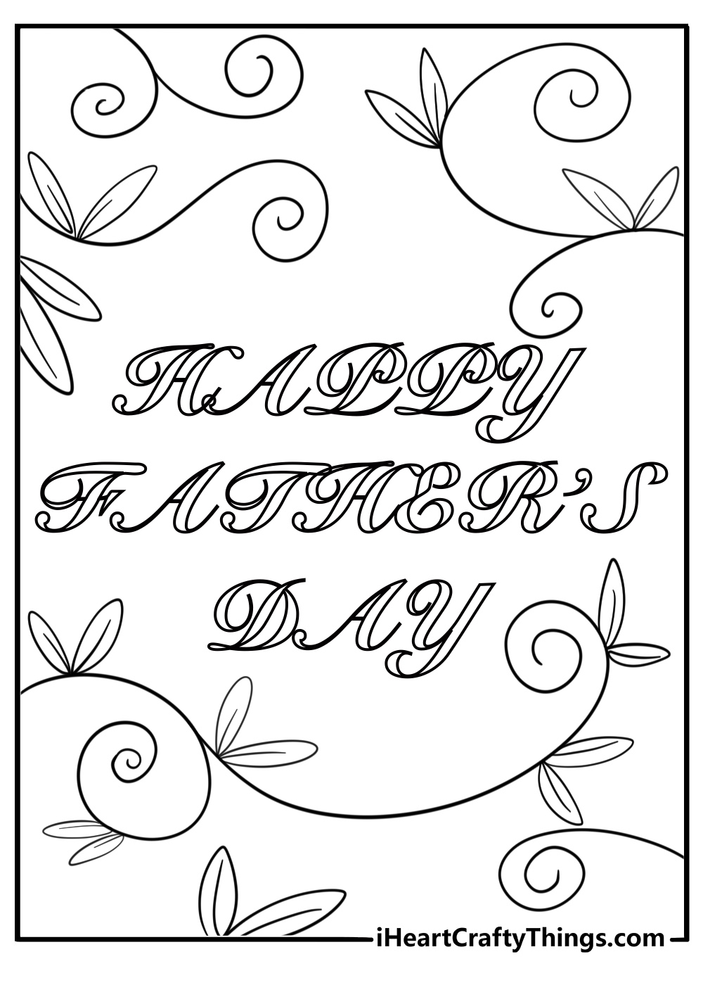 Fathers Day coloring page for adults with intricate patterns and calligraphy