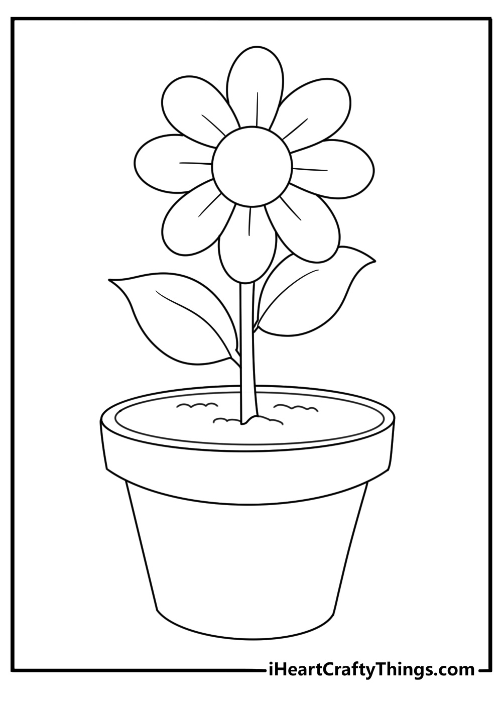 Flower growing in a pot pictures to color