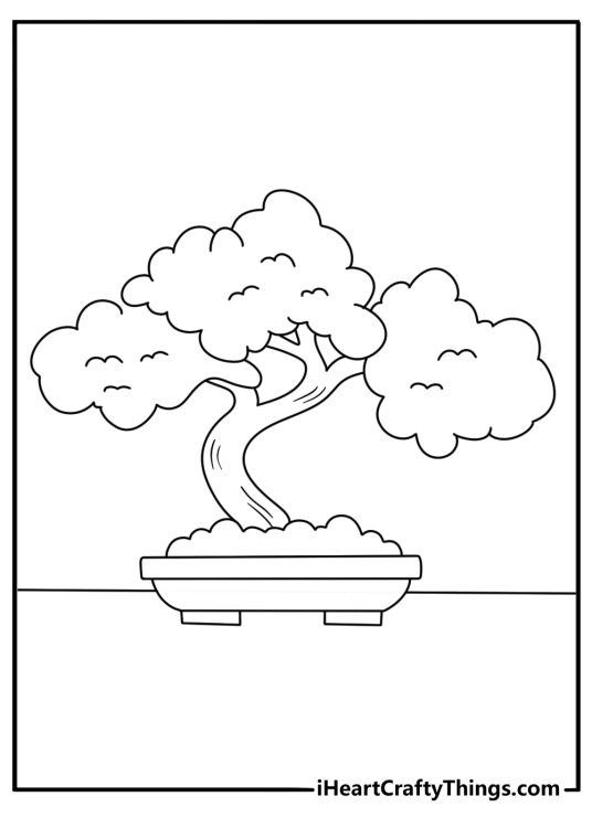 Flowering bonsai tree coloring page
