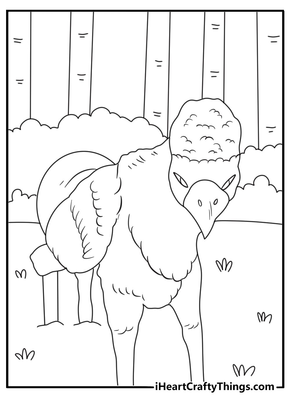 Forbidden Forest with centaur and tall trees fantasy coloring sheet pdf