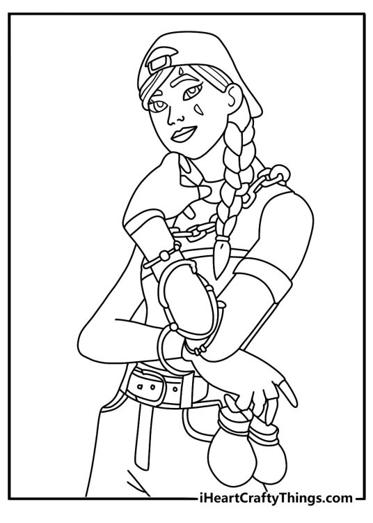 Fortnite coloring page Aura with gold coins and street outfit easy
