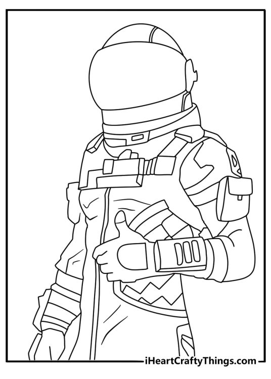 Fortnite coloring page Dark Voyager space suit with oxygen pack for kids