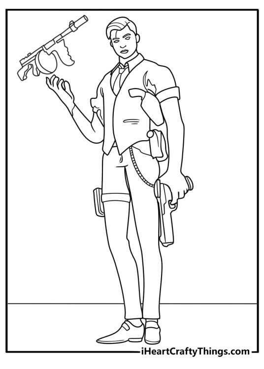Fortnite coloring printable Midas turning a rifle into gold touch effect