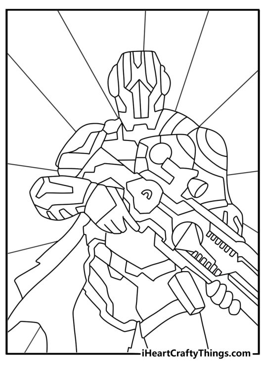 Fortnite coloring printable The Foundation with glowing visor and armor plates