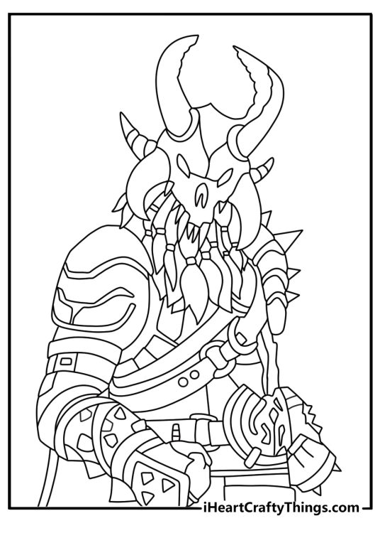 Fortnite coloring sheet Ragnarok viking horns and runes detailed design pdf