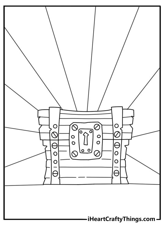 Fortnite coloring sheet loot chest open with sparkle rays simple