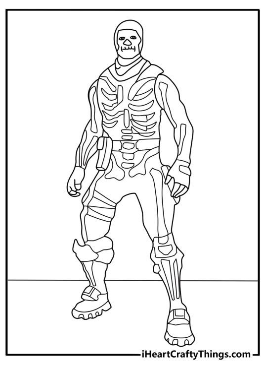 Fortnite pdf coloring page Skull Trooper bones pattern full body easy download