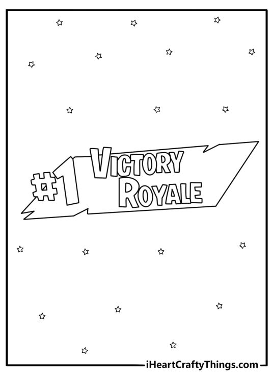 Fortnite printable Victory Royale banner bold text for kids pdf