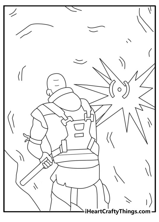 Fortnite printable harvesting with pickaxe on a rock simple lines