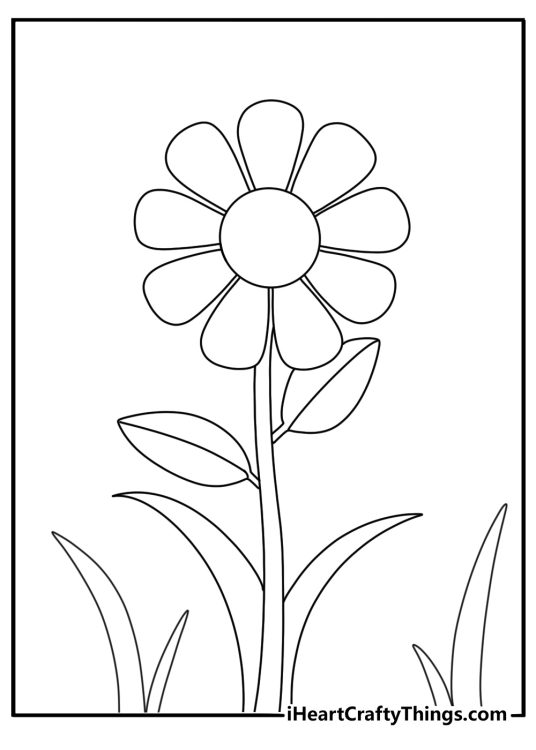 Free flower coloring printable for kids