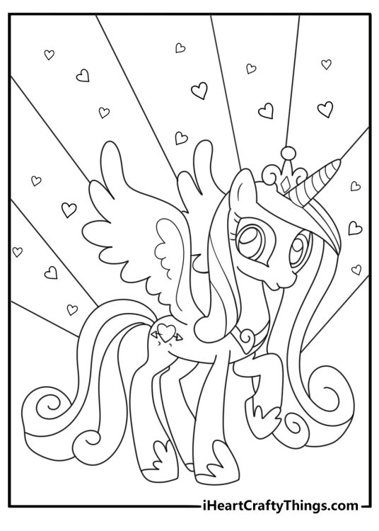 Free printable of Princess Cadance using heart magic inside the Crystal Empire