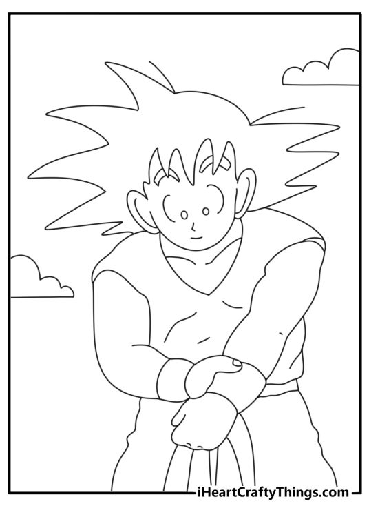 Goku training with weighted wristbands detailed coloring page for adults
