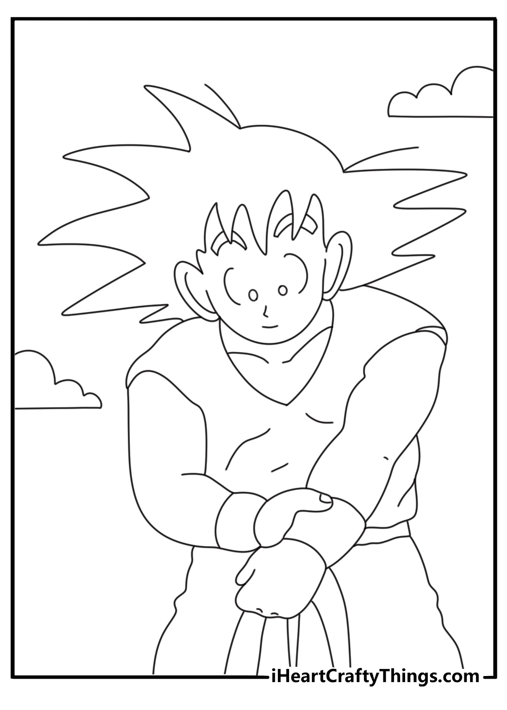 Goku training with weighted wristbands detailed coloring page for adults