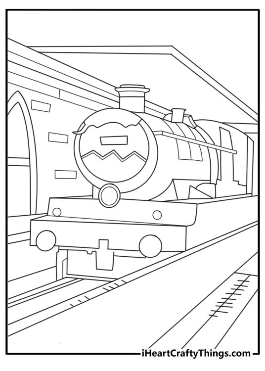 Hogwarts Express steam train at platform 9 3 4 simple coloring sheet pdf