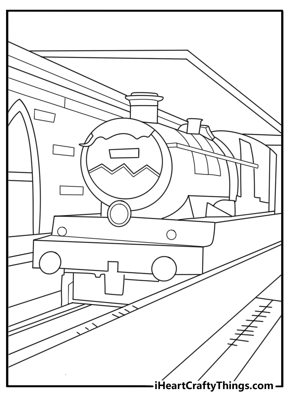 Hogwarts Express steam train at platform 9 3 4 simple coloring sheet pdf