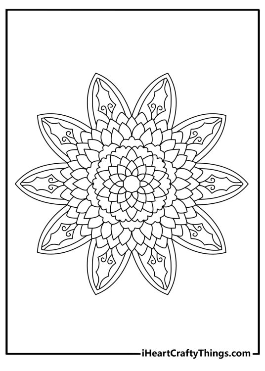 Intricate flower mandala coloring page detailed pdf