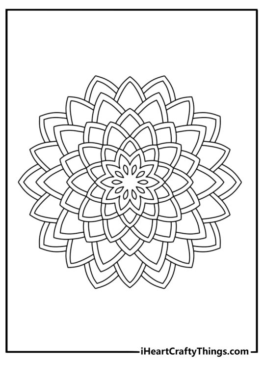 Intricate mandala flower coloring page printable for kids