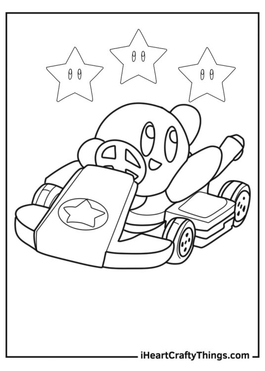 Kirby kart coloring page