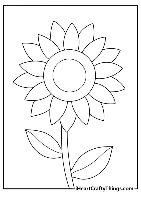 Large sunflower coloring page for kids