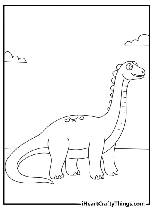 Long neck dinosaur coloring page kids printable