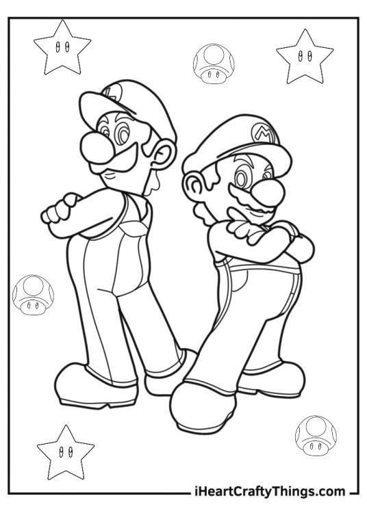 Mario and luigi from mario kart to color