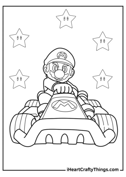 Mario holding onto his go kart
