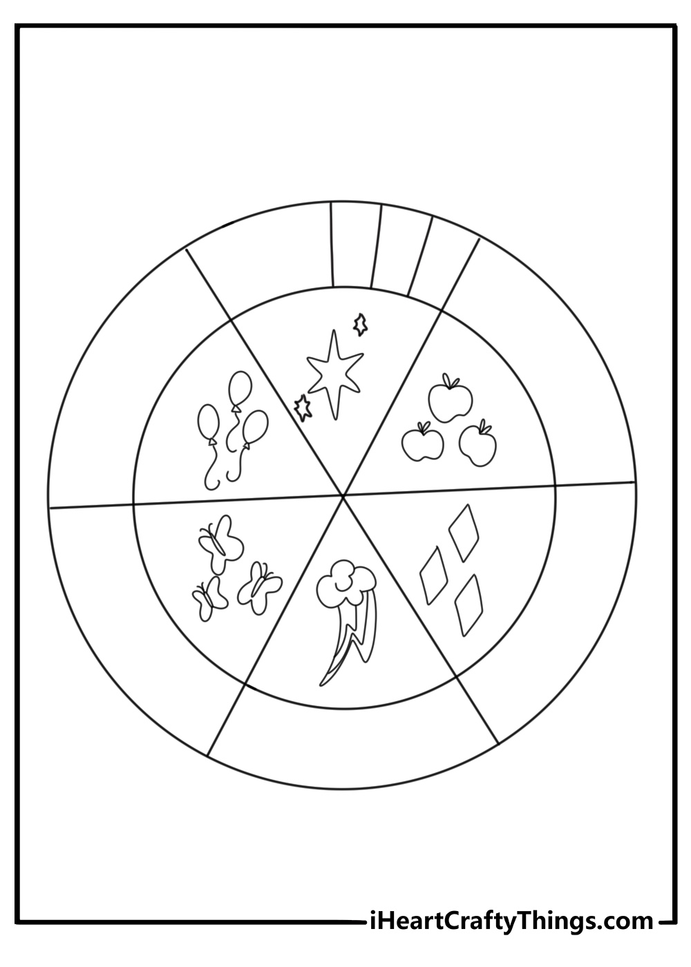 My Little Pony printable for adults with detailed cutie marks in a circular pattern