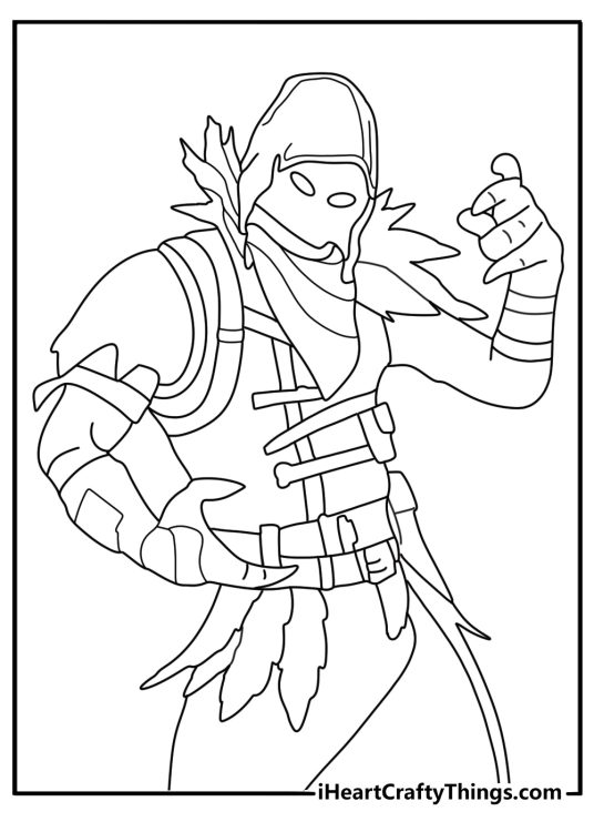 Printable Fortnite sheet Raven with dark feathers and glowing eyes for adults
