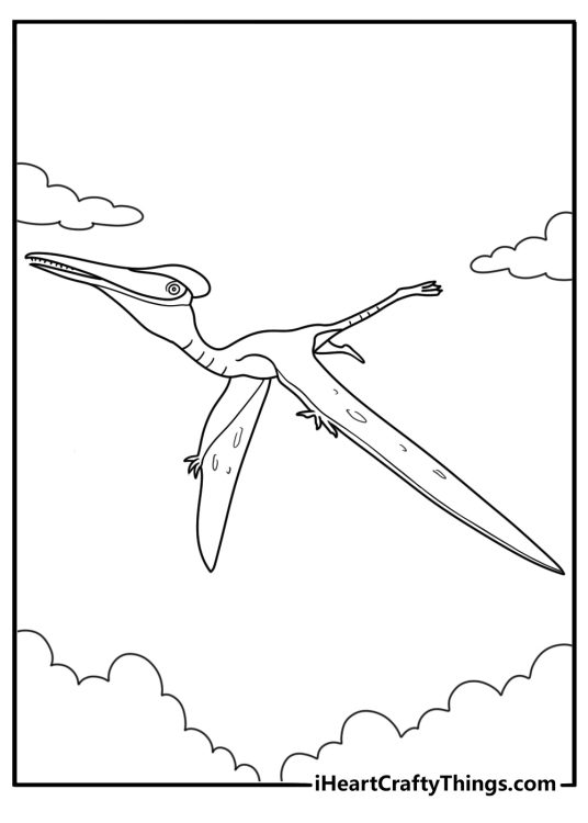 Pterodactylus dinosaur detailed coloring sheet