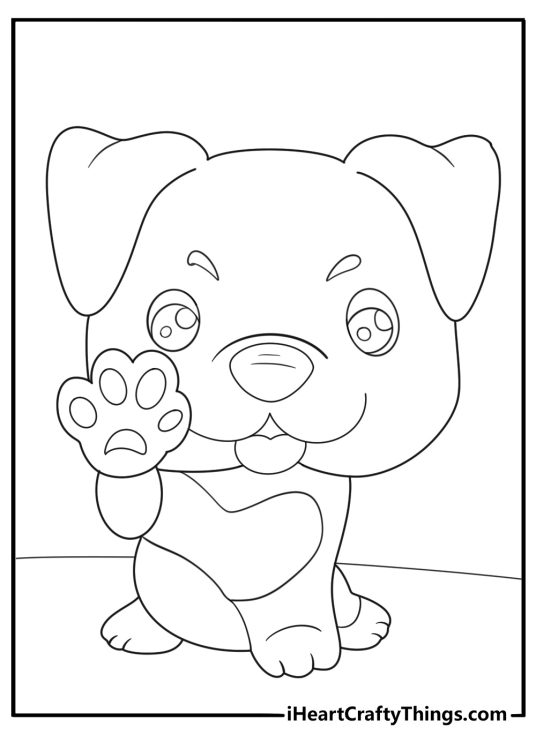 Puppy Raising Paw Coloring In