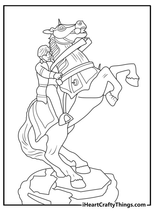 Ron Weasley with wizard chess knight piece simple coloring sheet for kids