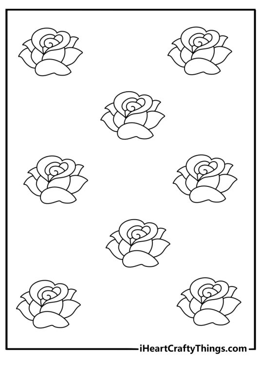 Roses pattern coloring page free to download