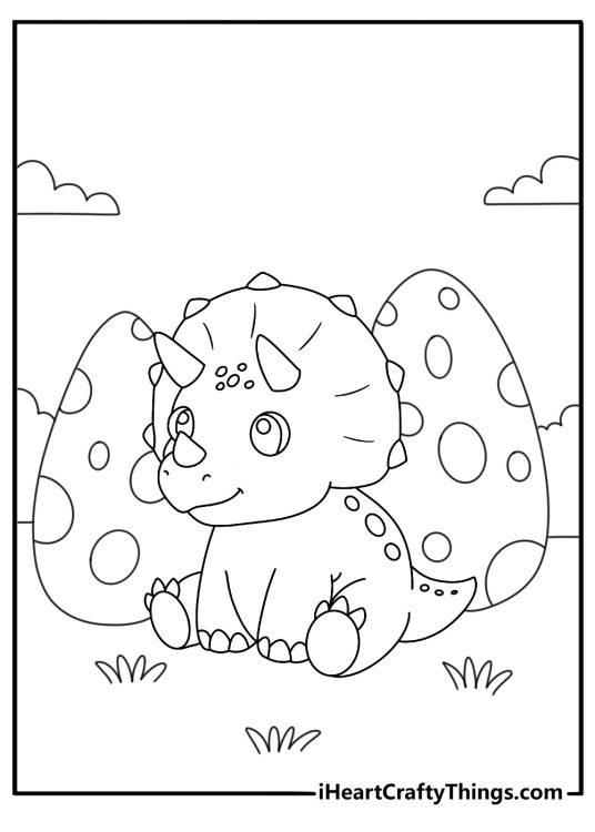 Triceratops baby coloring page for kids printable