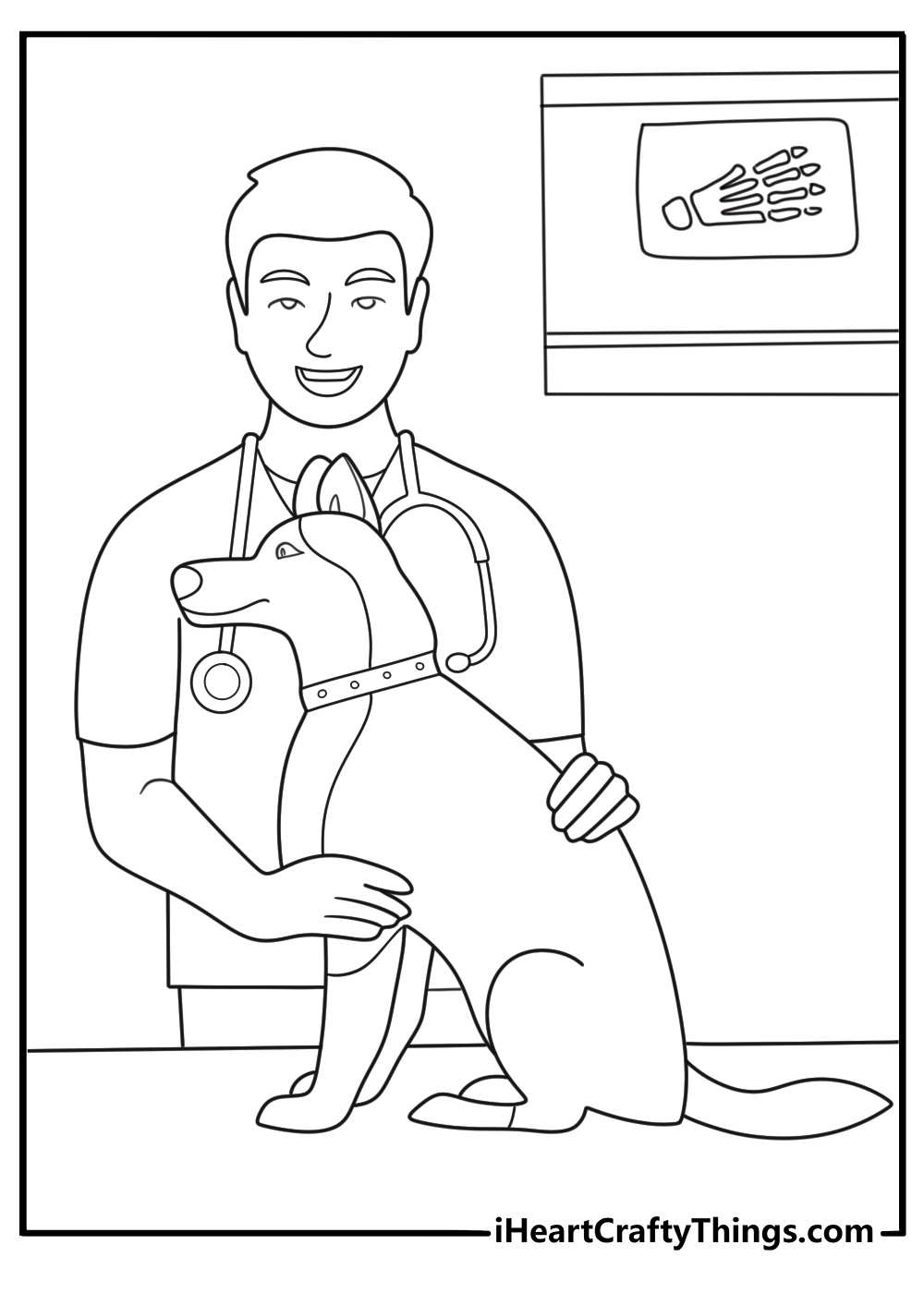 dog at a vet clinic patient on an exam table