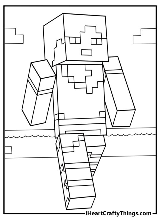 easy minecraft coloring page