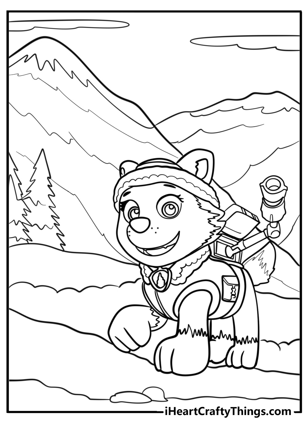 Everest climbing a snowy mountain coloring sheet