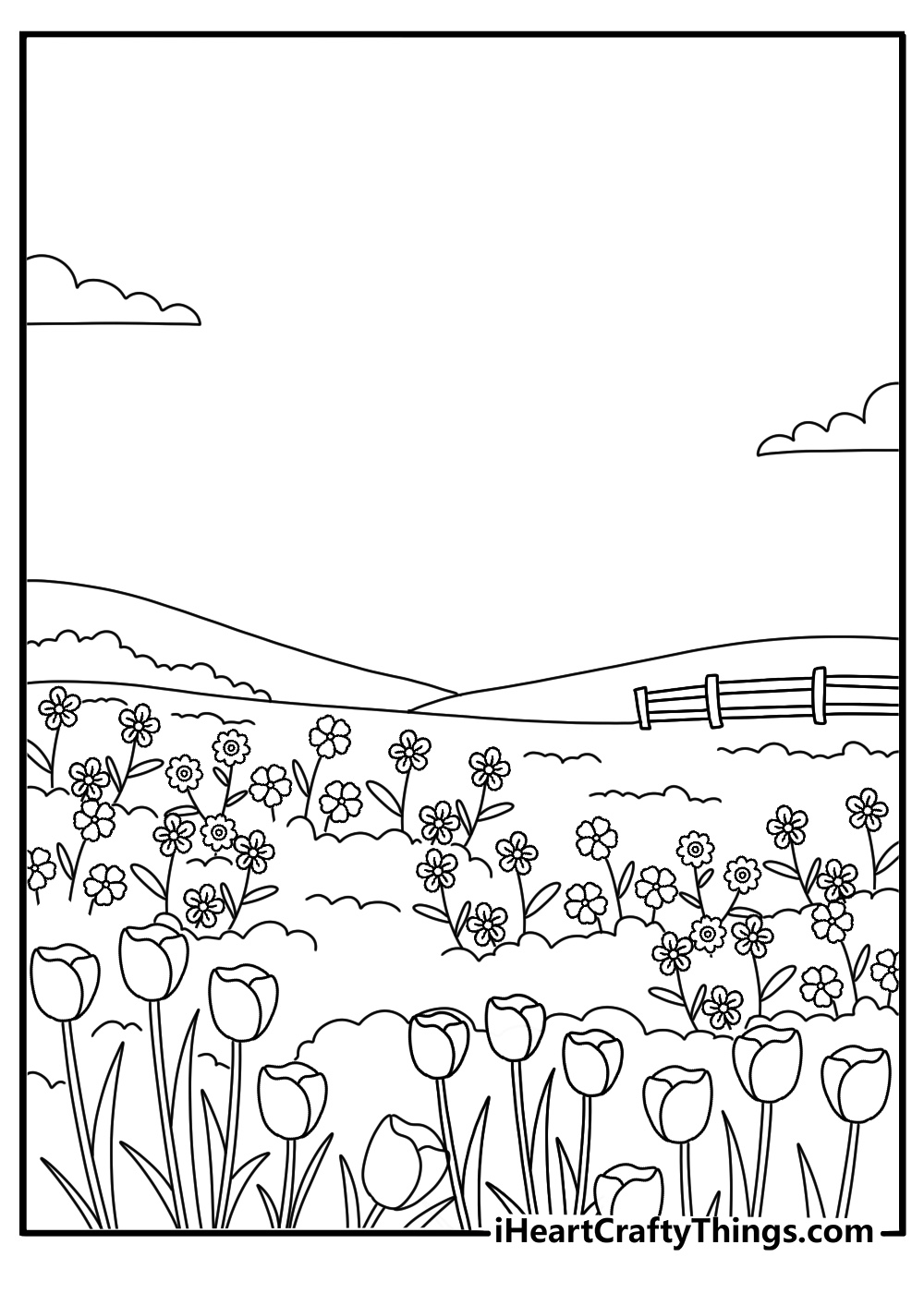 flower field coloring page