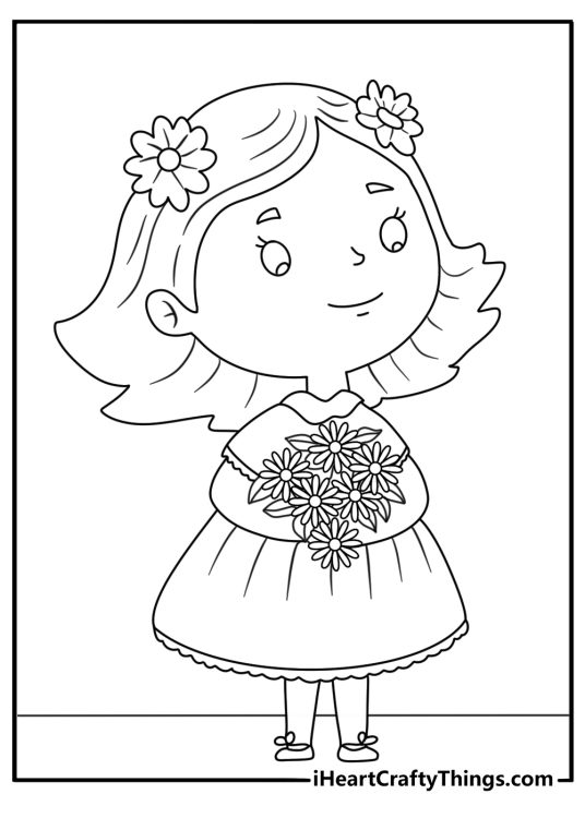 flower girl coloring page