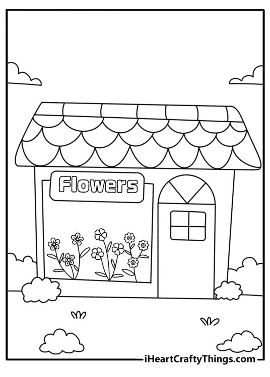flower shop coloring page